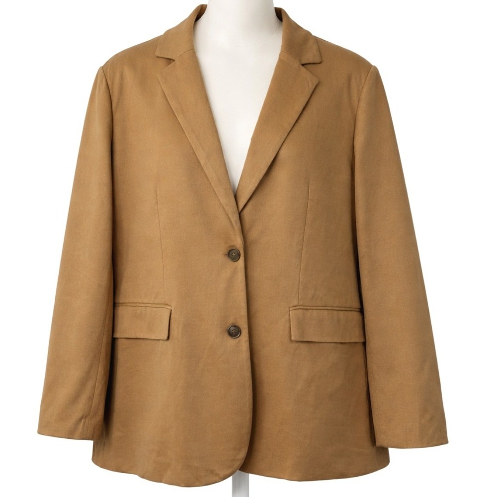 Grace Karin NWT Women Tan Camel Blazer Jacket Two Button Lapel Pockets Size‎ 2XL